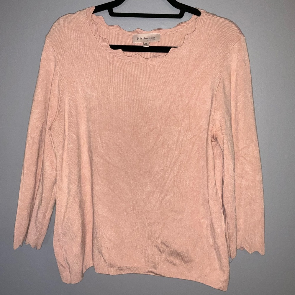 Pink and grey scallop scoop long sleeve